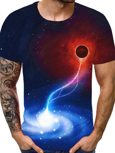 T-Shirts T-shirt Perfor Imprim Galaxie Foudre - Dresslily FR - Modalova