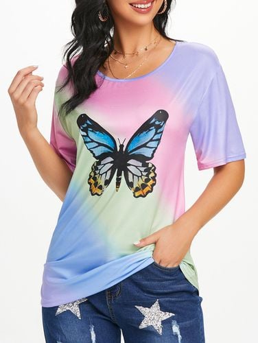 T-Shirts T-shirt Ombr Imprim Papillon Manches Courtes - Dresslily FR - Modalova