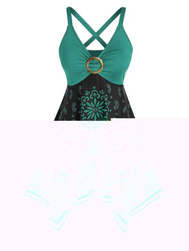 Robes Grandes Tailles Robe Mouchoir Croise Imprim Fleur Cachemire de Grande Taille - Dresslily FR - Modalova