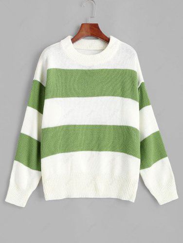Drop Shoulder Colorblock Stripes Sweater - Zaful - Modalova