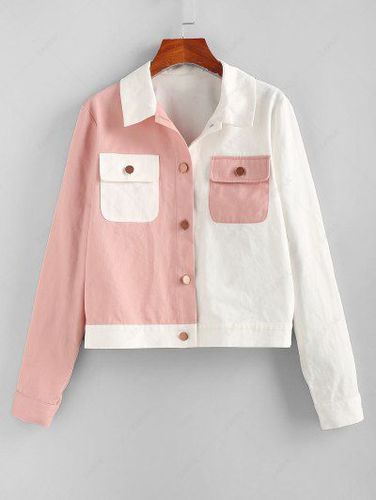 Bicolor Pocket Button Up Jacket - Zaful - Modalova