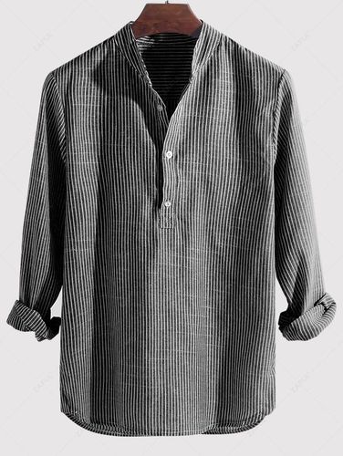 Chemise Rayée Imprimée Demi-Boutonnée à Manches Longues - ZAFUL - Modalova