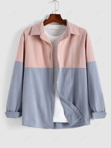 Colorblock Two Tone Pastel Textured Shirt - Zaful - Modalova