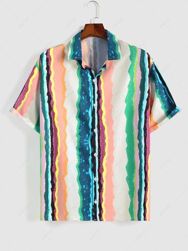 Chemise Boutonnée Teintée Colorée Imprimée - ZAFUL - Modalova