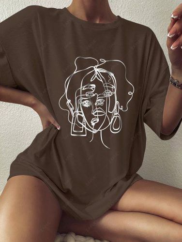 Sketch Women Print Drop Shoulder T Shirt - Zaful - Modalova