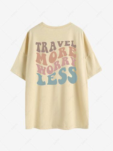 Oversized TRAVEL MORE WORRY LESS Graphic T-shirt - Zaful - Modalova