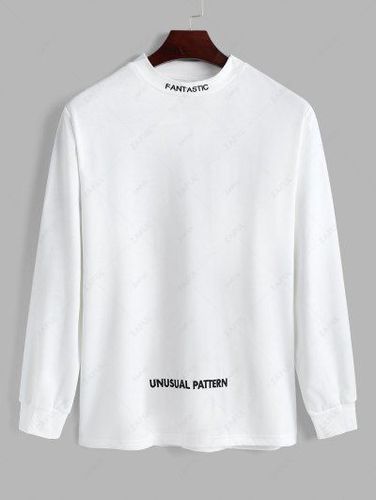 Solid Color Letter Embroidery Long Sleeve T-shirt - Zaful - Modalova