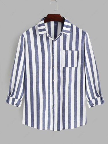 Two Tone Striped Pocket Shirt - Zaful - Modalova