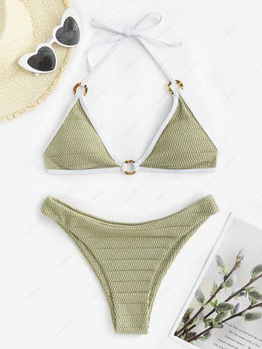 O-ring Textured Halter Bikini Swimwear - Zaful - Modalova