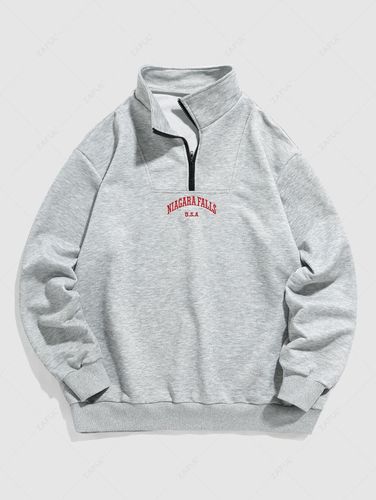 Sweat-shirt Pull-over Lettre NIAGARA FALLS Brodée Zippé - ZAFUL - Modalova