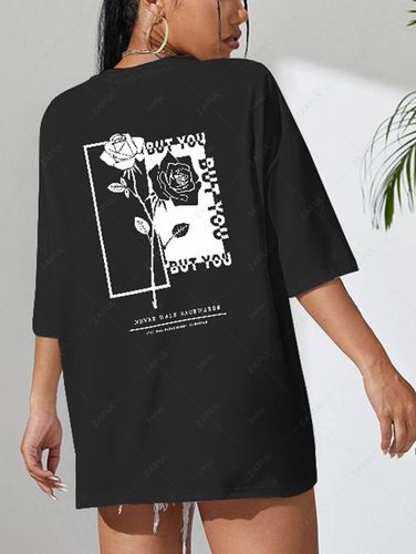 T-shirt à Imprimé Rose à Goutte Epaule - ZAFUL - Modalova
