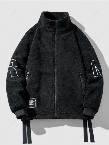 Manteau Lettre Zipp Matelass M Noir - Zaful FR - Modalova
