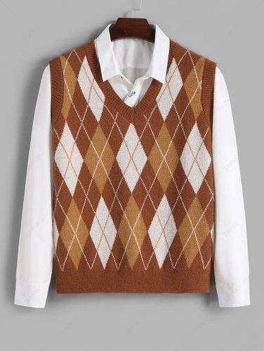 Colorblock Rhombus Pattern Knitted Sweater Vest - Zaful - Modalova