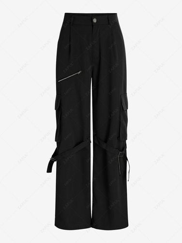 Pantalon Cargo Boucl Taille Haute Jambe Large Style Streetwear M - Zaful FR - Modalova
