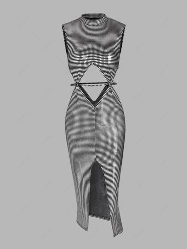 Robe Moulante Dcoupe Fendue en Avant Paillette M - Zaful FR - Modalova