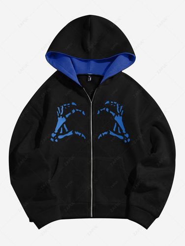 Sweat Capuche Imprim Main Squelette Zipp en Toison d'Halloween S - ZAFUL - Modalova