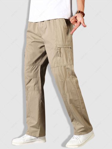 Pantalon Cargo Droit Taille Elastique en Couleur Unie Surpiqres M - Zaful FR - Modalova
