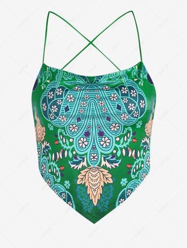 Flower Criss Cross Bandana Top - Zaful - Modalova