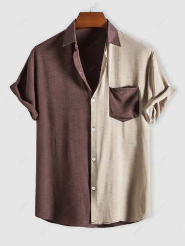 Two Tone Colorblock Short Sleeves Shirt - Zaful - Modalova