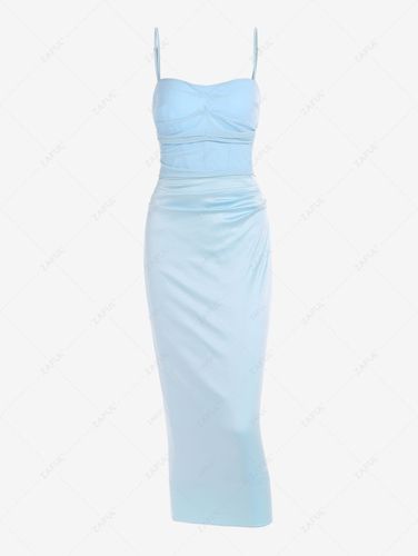 Robe Mi-Longue Corset en Satin Maille Inséré - ZAFUL - Modalova