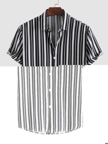 Chemise Motif Ray Manches Courtes M - Zaful FR - Modalova