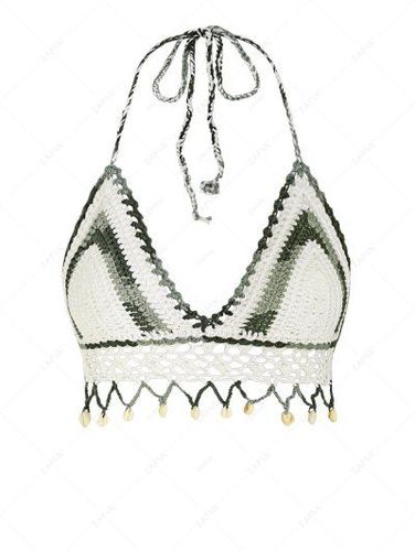 Crochet Knit Shells Halter Cover Up Top - Zaful - Modalova