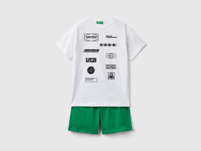 Benetton, Completo T-shirt E Bermuda, taglia L, Bianco, Bambini - United Colors of Benetton - Modalova