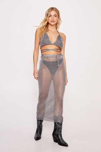 Jupe Longue Métallisée En Mesh - M - Nasty Gal - Modalova