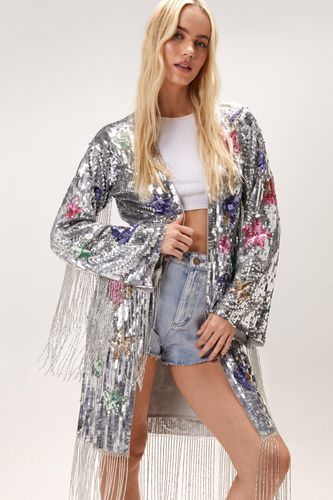 Kimono À Franges Et Ornements Étoiles Et Cœurs - 34 - Nasty Gal - Modalova