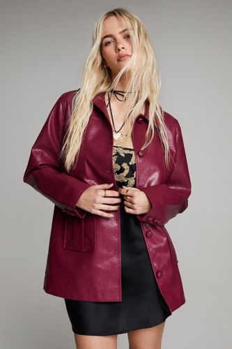 Premium Button Front Faux Leather Jacket - 40 - Nasty Gal - Modalova