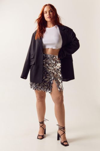 Grande Taille - Mini Jupe Fendue À Sequins - 46 - Nasty Gal - Modalova