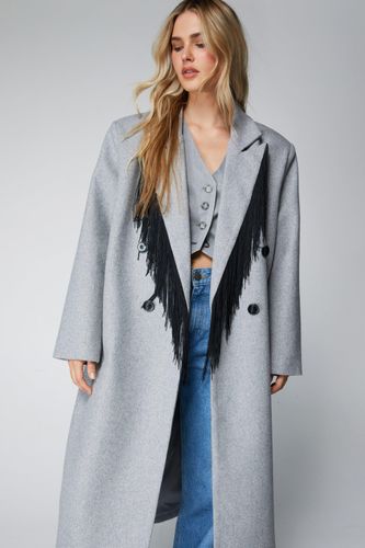 Manteau Premium En Laine À Franges - 36 - Nasty Gal - Modalova