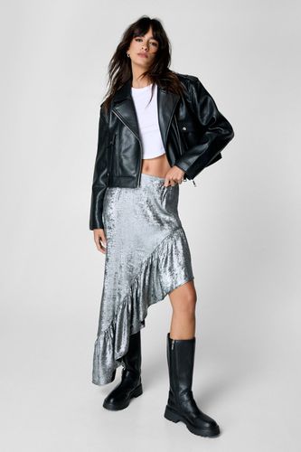 Metallic Ruffle Asymmetric Midi Skirt - 32 - Nasty Gal - Modalova