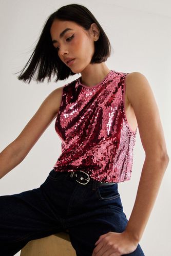 Sequin Scooped Neck Cropped Top - 34 - Nasty Gal - Modalova