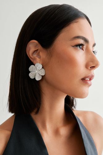 Embellished Diamante Flower Earring - One Size - Nasty Gal - Modalova