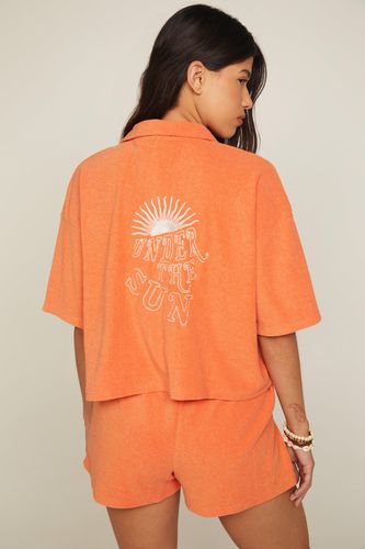 Towelling Under The Sun Embroidered 3Pc Short Set - - M - Nasty Gal - Modalova