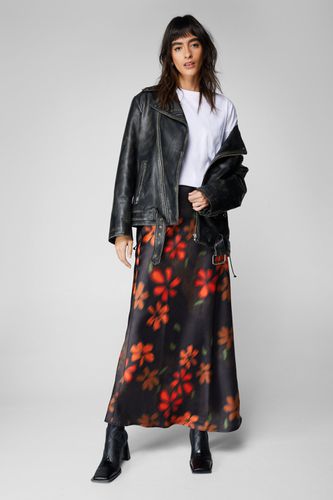 Blurred Floral Satin Bias Maxi Skirt - - 32 - Nasty Gal - Modalova