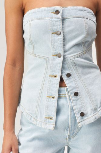 Top Bandeau En Denim - Gris - 32 - Nasty Gal - Modalova