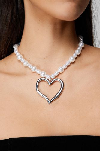 Pearl Heart Necklace - - One Size - Nasty Gal - Modalova