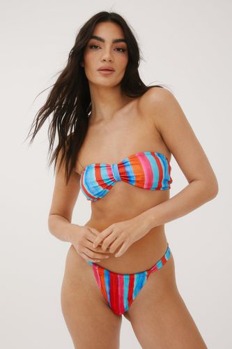 Ribbed Stripe Bandeau Tie Bikini Set - 34 - Nasty Gal - Modalova