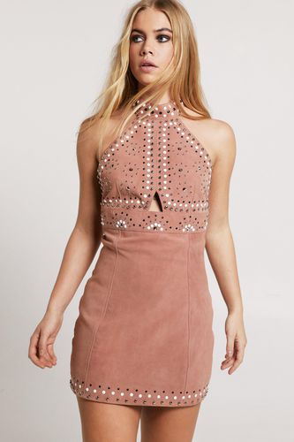 Real Suede Studded Halter Mini Dress - 32 - Nasty Gal - Modalova