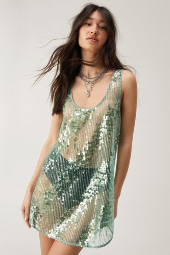 Sheer Sequin Scoop Neck Vest Mini Dress - 32 - Nasty Gal - Modalova