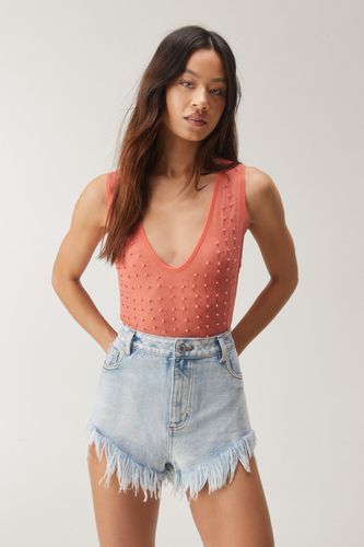 Diamante Beaded Mesh Bodysuit - M/L - Nasty Gal - Modalova