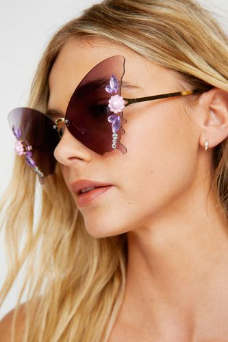 Oversized Butterfly Embellished Lens Sunglasses - - One Size - Nasty Gal - Modalova