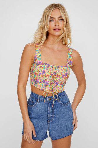 Ditsy Printed Lace Up Corset Top - 32 - Nasty Gal - Modalova