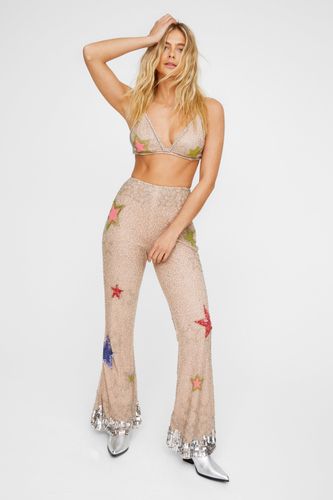Star Embellished Flare Pant - - 10 - Nasty Gal - Modalova