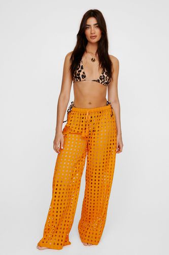 Eyelet Wide Leg Tassel Tie Beach Trousers - S - Nasty Gal - Modalova