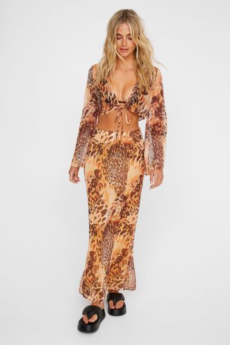 Sheer Leopard Maxi Skirt - 32 - Nasty Gal - Modalova