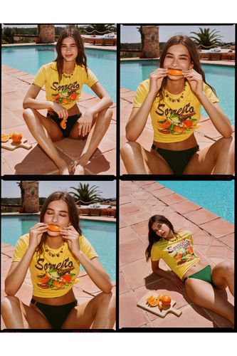 Sorrento Orange Graphic Baby Fit T-Shirt - M - Nasty Gal - Modalova