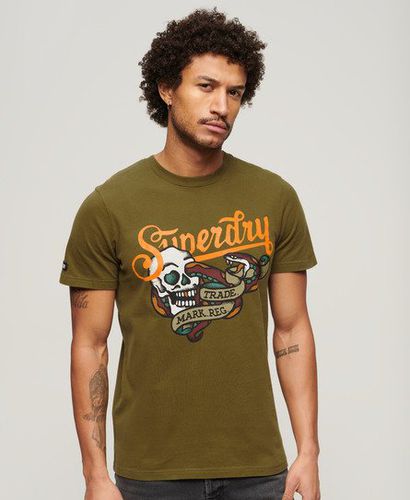 Herren T-Shirt mit Tattoo-Schriftzug und Logo-Druck, Größe: XL - Superdry - Modalova